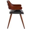 thumbnail image 2 of Contemporary Walnut Bentwood Side Reception Chair with Cross Stitched Black Leather Seat, 2 of 4