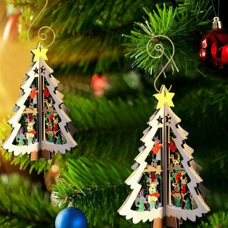 Dockapa Christmas Ornament Hooks, 50pcs Christmas Ornament Hangers Golden Ornament Hooks 3 Colors for Christmas Tree Party Decoration DIY (Green), Ornament