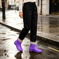 thumbnail image 3 of FRSASU Women's Ankle Rain Boots Floral Fleece Lined Waterproof Short Boots Non‑Slip PVC Garden Shoes Purple-B, 3 of 7