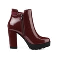 thumbnail image 3 of Unique Bargains Women's Chunky High Heel Platform Zip Chelsea Boots Burgundy 8.5, 3 of 7