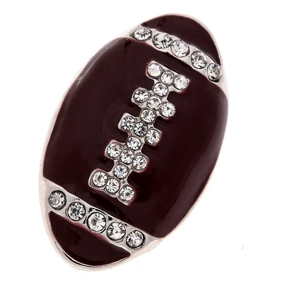 Football Sports Brown Rhinestone Snap Jewelry Ginger Charm Button, For Interchangeable DIY Customizable Accessories
