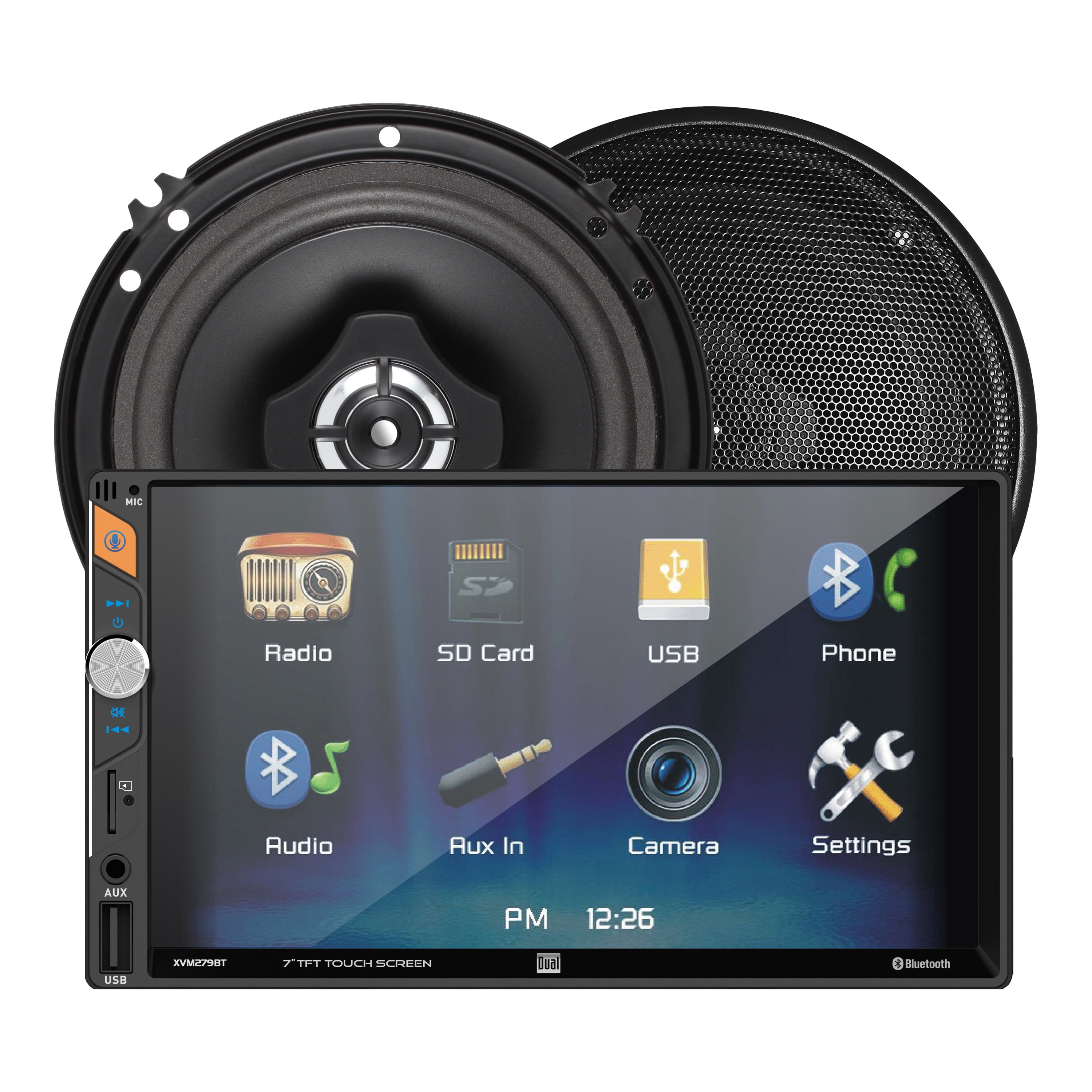 Dual DWS654 65" 4-Way Car Speakers, 125W Peak Power, Black Orange Accents, 2 Counts