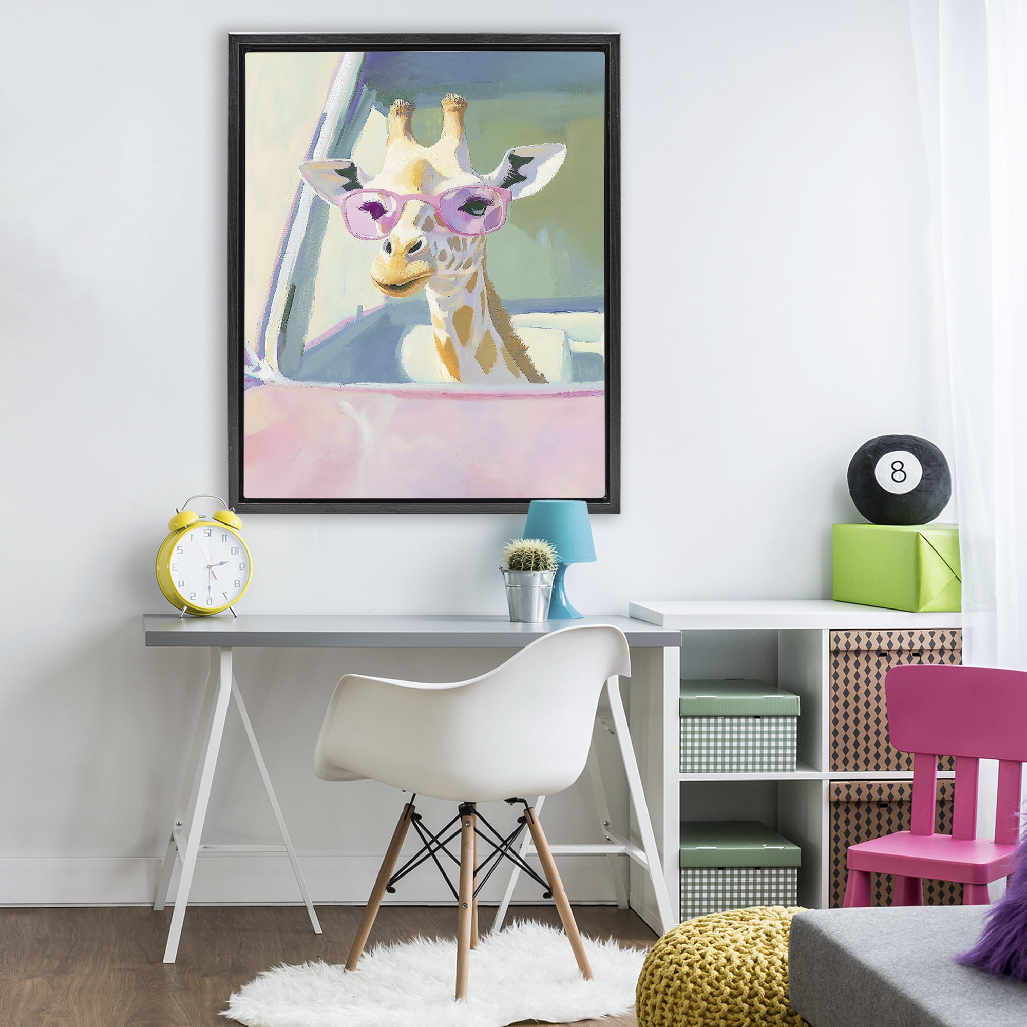 Stupell Industries Giraffe Car Ride Black Framed Floater Canvas Wall Art, design by The Prints Vibe