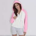 thumbnail image 2 of APEXFWDT Women's Zip-Up Cropped Hoodie Jacket Color Block Raglan Sleeve Casual Sweatshirt Athletic Outerwear,M,Pink, 2 of 8