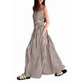 thumbnail image 2 of Summer Dresses for Women Beach Maxi Dress Spaghetti Strap Striped Boho A Line Wedding Guest Flowy Long Dress Brown S, 2 of 8