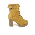 thumbnail image 2 of Shoe Fash Womens Quilted Lace Up Chunkly Heel Ankle Boots, Camel, 10, 2 of 3