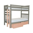 thumbnail image 5 of Bedz King Tall Bunk Beds Twin over Twin Mission Style with a Pink End Ladder and 2 Pink Under Bed Drawers Gray, 5 of 6
