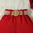 thumbnail image 7 of ITSAME Girls Outfits 3-Piece, Lapel Ruffled Tops and Shorts with Belt Summer Fashion Casual Clothes Set Wine Size 4-5, 7 of 7