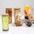 thumbnail image 5 of 4 Pack Glass Tumbler Cups with Handle, 24 oz Mason Jar with Lids and Straws, Reusable Travel Coffee Mug Drinking Glasses for Iced Coffee, Smoothies, Beer, Juice and Bubble Tea, Gift, 5 of 8