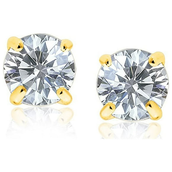 14k Yellow Gold 8.0mm Round CZ Stud Earrings