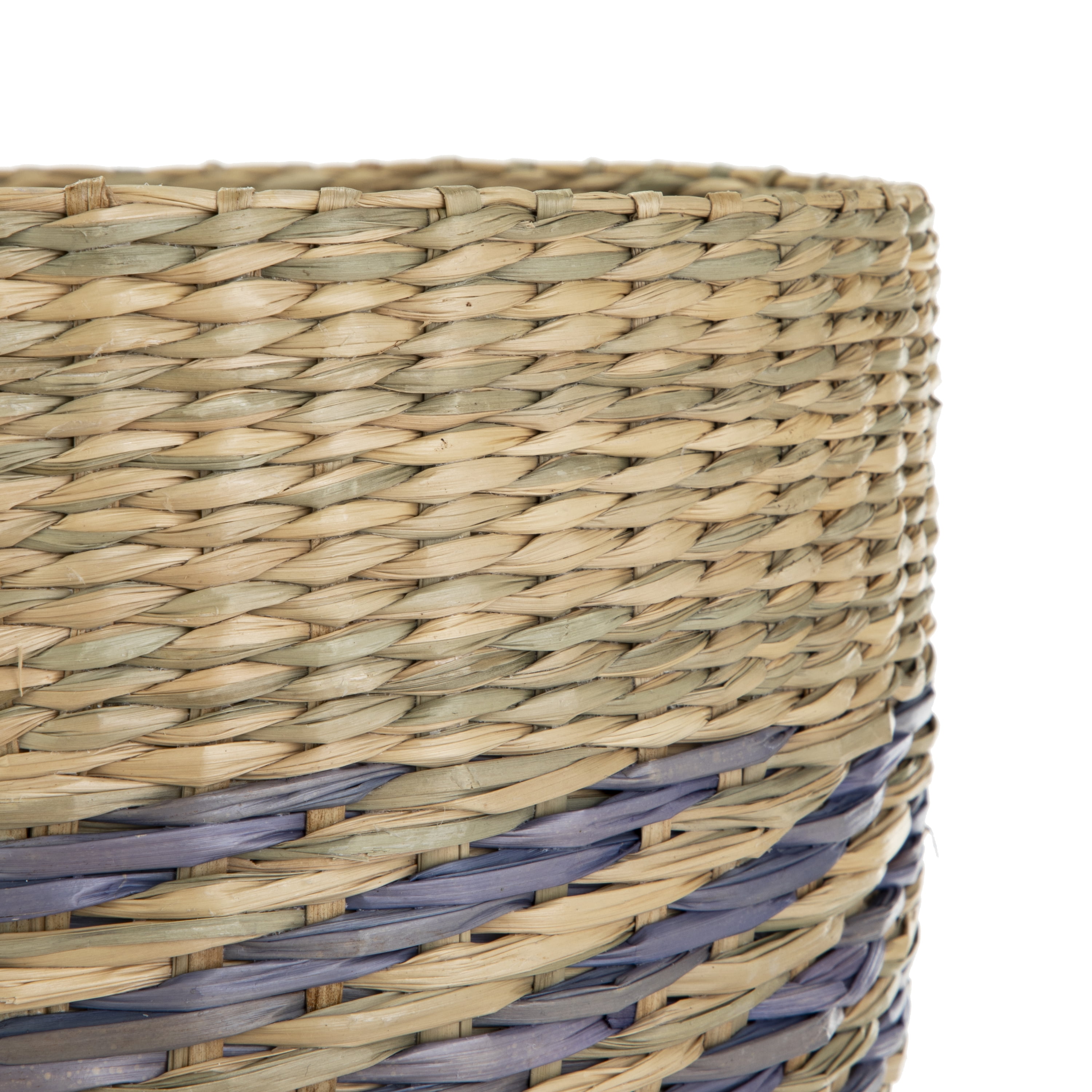 Homezone 9" Tapered Seagrass Basket with Modern Blue Detail
