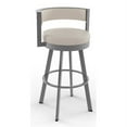 thumbnail image 2 of Home Square 2-Piece Faux Leather Swivel Bar Stool Set in Cream/Glossy Gray, 2 of 4