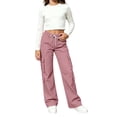 thumbnail image 5 of Spazoro Girls Cargo Pants with Multi‑Pockets, Wide Leg Elastic Waist Solid Color Loose Fit Drawstring Casual Street Trousers Pink Size 9-10, 5 of 9