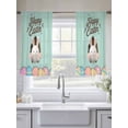 thumbnail image 5 of Green Easter Sheer Curtains 54 Inch Length 2 Panels Set Window Treatments, Spring Cartoon Bunny Colorful Eggs Wood Grain Rod Pocket Semi Curtains for Living Room/Bedroom/Kitchen Décor, 104"W x 54"L, 5 of 7