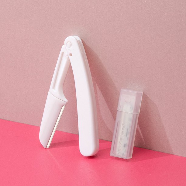 Cuchillo de seguridad plegable para cejas Cuchillo para rascar cejas Juego para principiantes antiarañazos para mujeres Cuchilla reemplazable Celebrity Live en línea