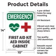 thumbnail image 2 of (2 Pack) First Aid Kit AED With Symbol OSHA Emergency Sign 10 Inch X 14 Inch Indoor / Outdoor Rust-Free Aluminum Metal Signs for Workplace, Workshop, and Construction Site, Made in the, 2 of 8