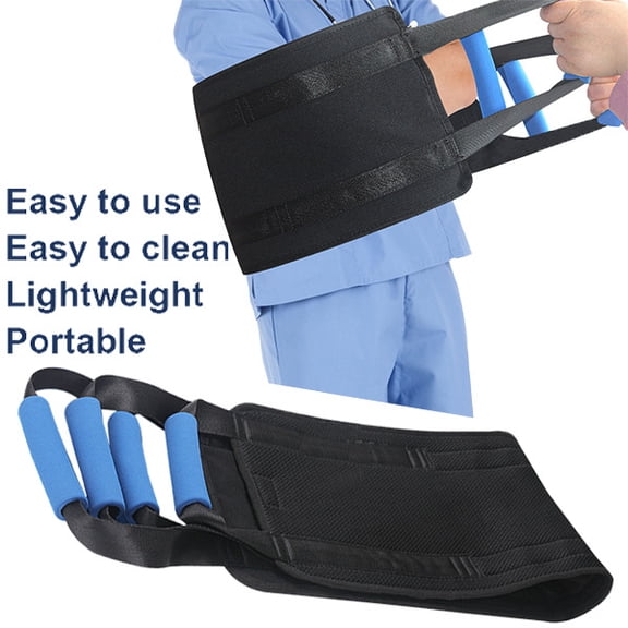 Whudwhu Patient Transfer Sling for Elderly, 900D Oxford Lifting Belt with EVA Handles, 300lb Capacity Medical Transfer Aid for Bed Wheelchair Mobility, 50-inch Nursing Sling for Home Care (Black)