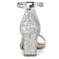 thumbnail image 4 of Sandalias De Tacón Grueso Allegra K Brillantina Plata 41, 4 of 7