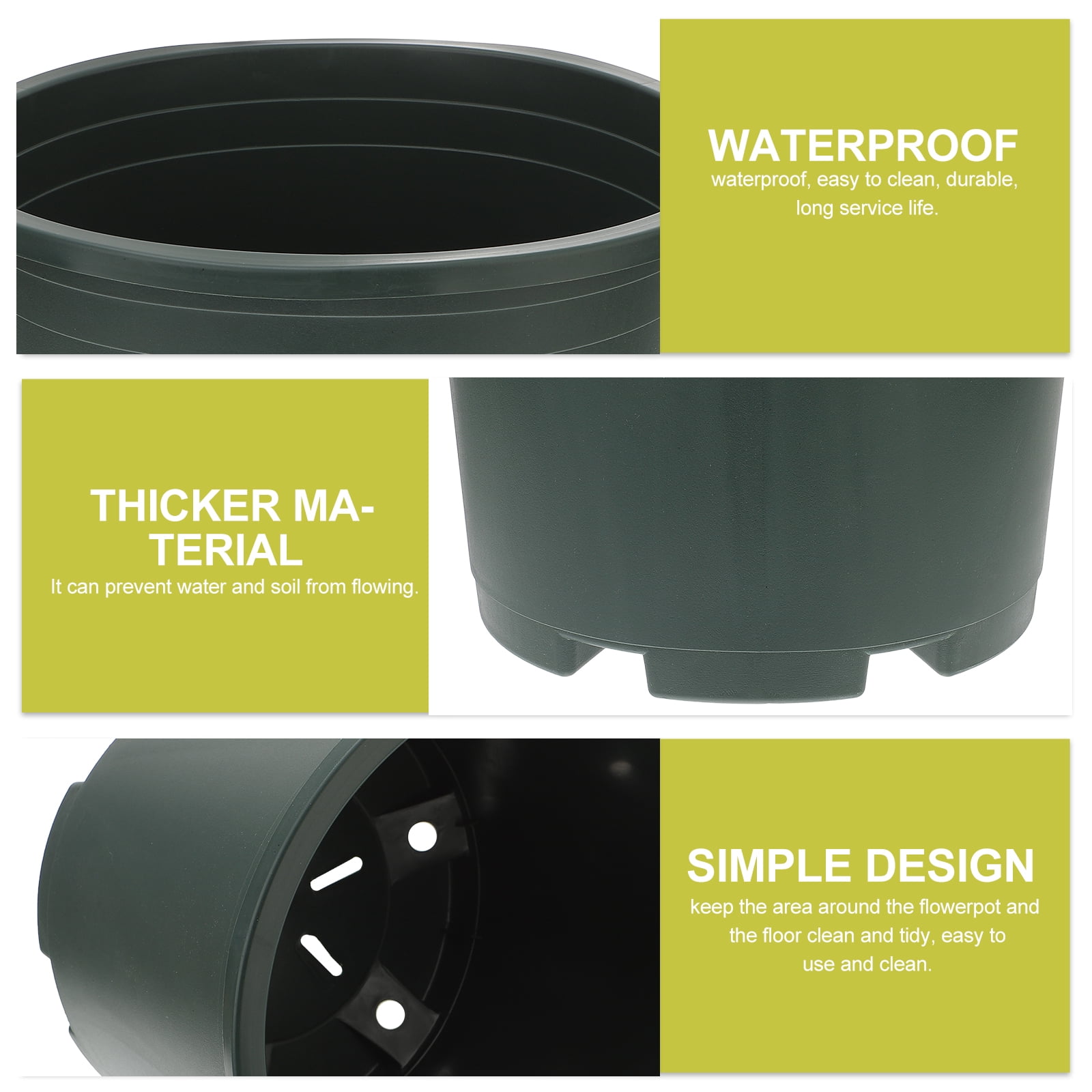 Melantax Round Bucket Thickened Plastic Flower Pot Tree Planting Bucket Garden Balcony Planting Pot (Green, 5 Gallon Capacity)