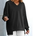 thumbnail image 2 of Mohiass Womens Oversized Sweatshirt V Neck Long Sleeve Tunic Lightweight Pullover 2025 Fashion Loose Cozy Tops Black M, 2 of 4