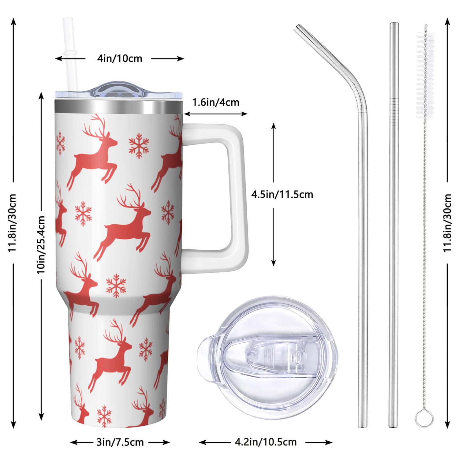 1pc 40 oz Christmas Tumbler with Lid and Straw Stainless steel Insulated tumblers Cute water bottle Travel/Gym coffee tumbler Gifts for Women/men