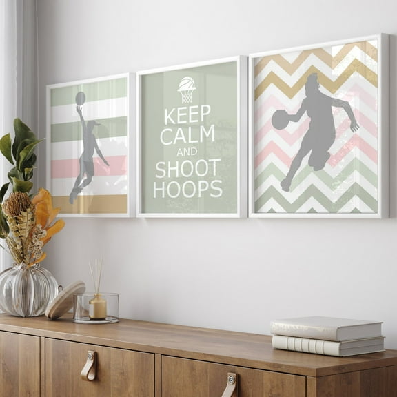 UNFFRAMED Girls Basketball Decor, Basketball Art For Girl Room Decor, Tween Girl Sports Decor Basketball, Set Of 3 Girls Basketball Prints Or #340 Set 3 Prints 8x12