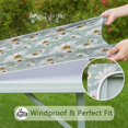 thumbnail image 6 of Light Blue Daisy Flower Pattern Square Fitted Tablecloth with Elastic Edge,Square Table Cover,Washable Elastic Table Cover for Home Kitchen Party Decor 34"x34", 6 of 6