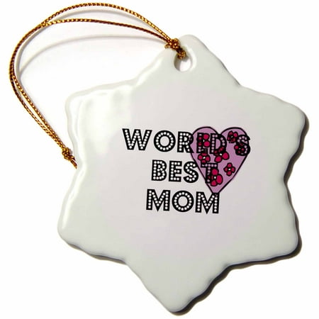 3dRose Worlds Best Mom Floral Heart - Mothers Day and Every Day - Snowflake Ornament, (The Best Christmas Carol Ever)