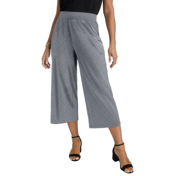 Jessica London Women's Plus Size Stretch Knit Wide Leg Crop Pant