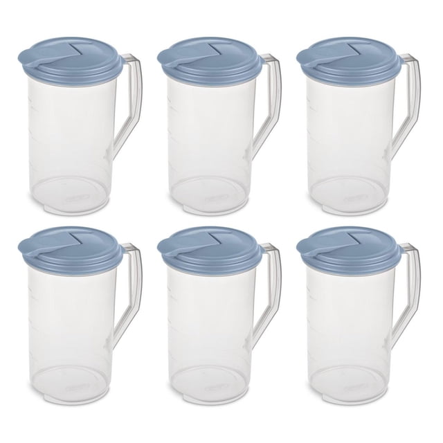 Jarra Sterilite 1.9L con Tapa Azul Transparente Paquete de 6