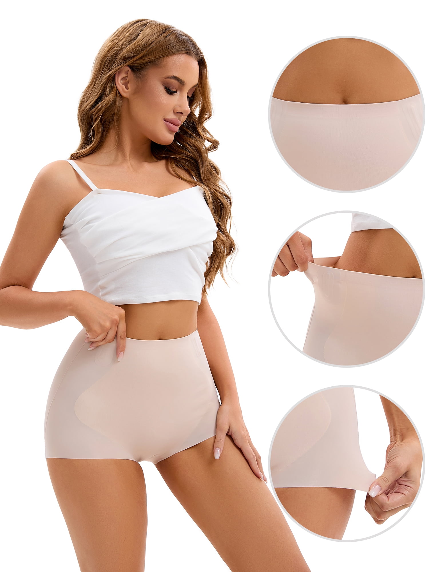 DARING DIVA Women's High Waist Underwear Brief Butt Lifter Shapewear Panties Beige XL