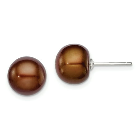 11mm Pearl Earrings - 925 Sterling Silver 11mm Brown Freshwater Cultured Button Pearl Stud Ball Earrings Fine Jewelry Ideal Gifts For Women Gift Set From Heart