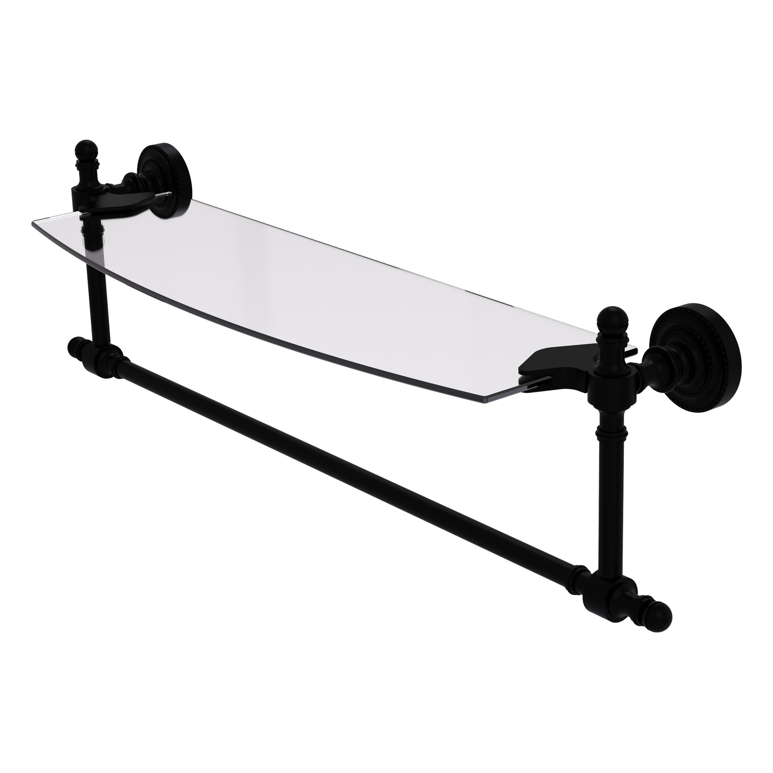 Retro Dot Collection 18in Glass Vanity Shelf with Integrated Towel Bar