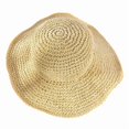 thumbnail image 3 of Women Wavy Ruffle Wide Brim Crochet Straw Sun Hat UPF 50+ UV Protection Packable Foldable Breathable Beach Travel Bucket Hat Beige, 3 of 4