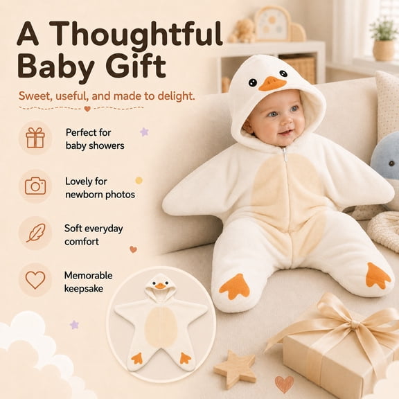 Dakiuu Cute Animal Star Shaped Baby Unisex Swaddle Sack Zipper Wearable Sleep Blanket for Newborn 0‑3 Months Birthday Holiday Party Photo Prop