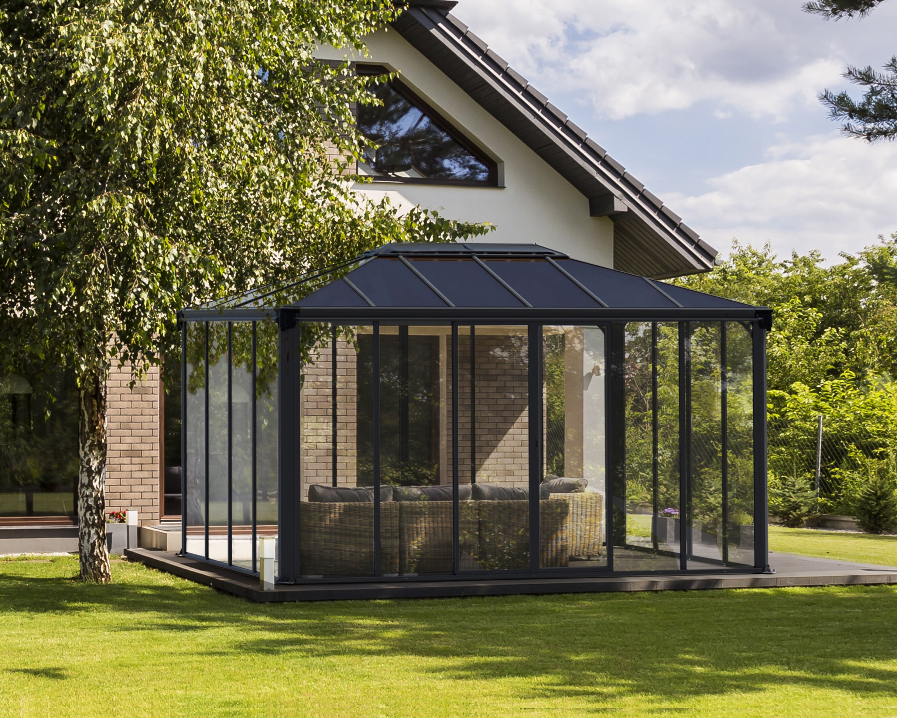 Palram - Canopia Ledro 10' x 14' Enclosed Gazebo - Gray/Clear