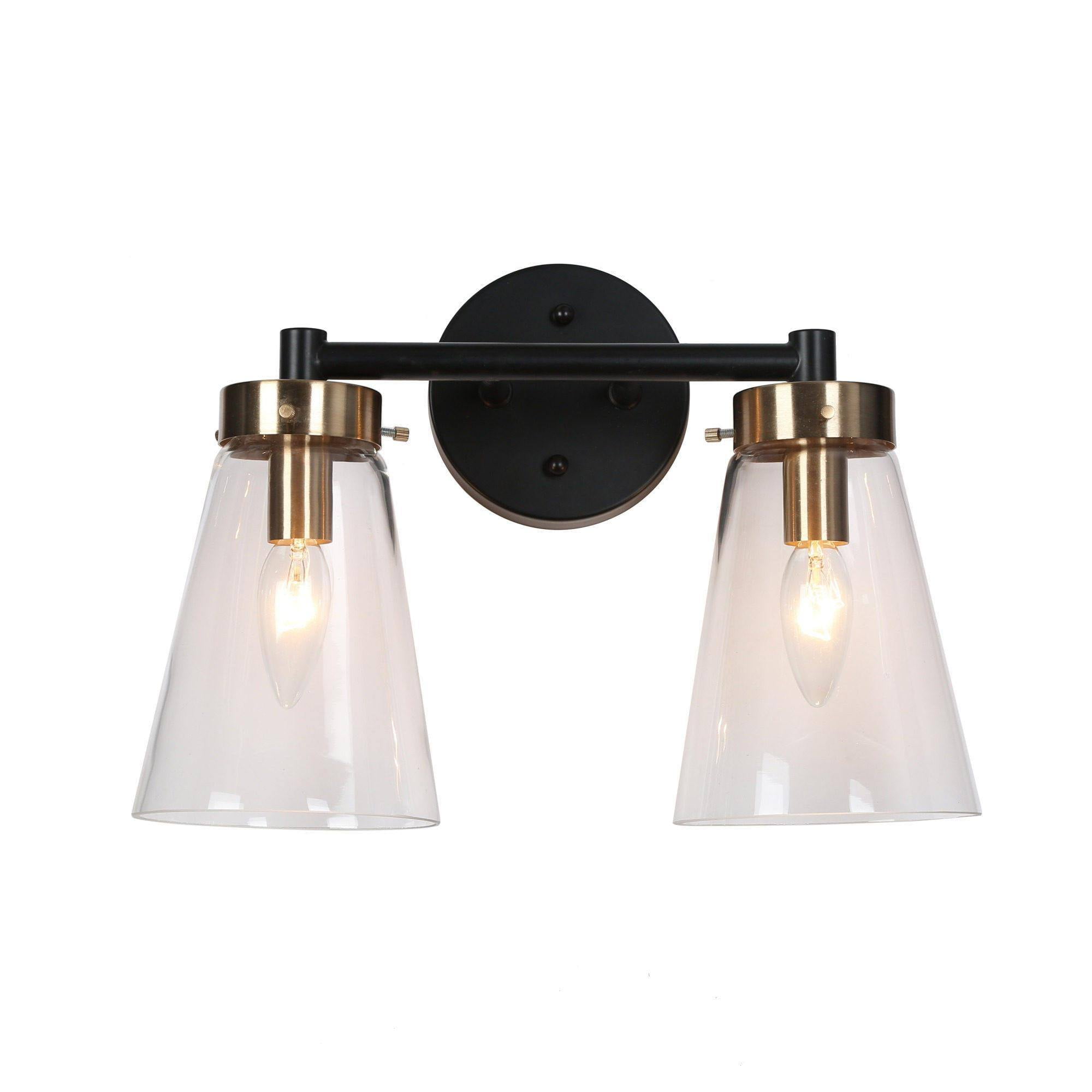 LNC Deferoiry 13.8-in 2-Light Matte Black LED Modern/Contemporary Vanity Light