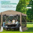 thumbnail image 5 of COBIZI 12x12 Pop-up Gazebo Screen Canopy with 5 Sidewalls and Mosquito Nettings for Camping, Tent Instant Screened House with Carrying Bag and Ground Stakes, Khaki(Upgraded), 5 of 9