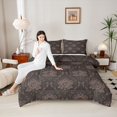 thumbnail image 4 of Feelyou Boho Mandala Damask Twin Comforter Sets, Flower Bowknot Women Bedding Set, 2pcs, 4 of 8