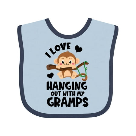

Inktastic Monkey I Love Hanging out with My Gramps Gift Baby Boy or Baby Girl Bib