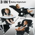 thumbnail image 3 of AILEEKISS Foldable Baby High Chair with Wheels, Adjustable Recline Toddler Eating Chair, Black, 3 of 12