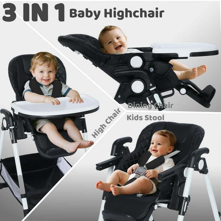 bebehaya！ AILEEKISS Collapsible Compact Baby High Chair with Wheels
