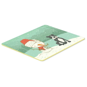 Black Staffie Snowman Christmas Kitchen or Bath Mat 24x36