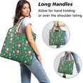thumbnail image 2 of 5 Pack Foldable Shopping Bag,Green Christmas Santa and Icon Pattern Reusable Grocery Bags with Pockets,Large Reusable Tote Bags with Handles Waterproof & Lightweight, 2 of 6
