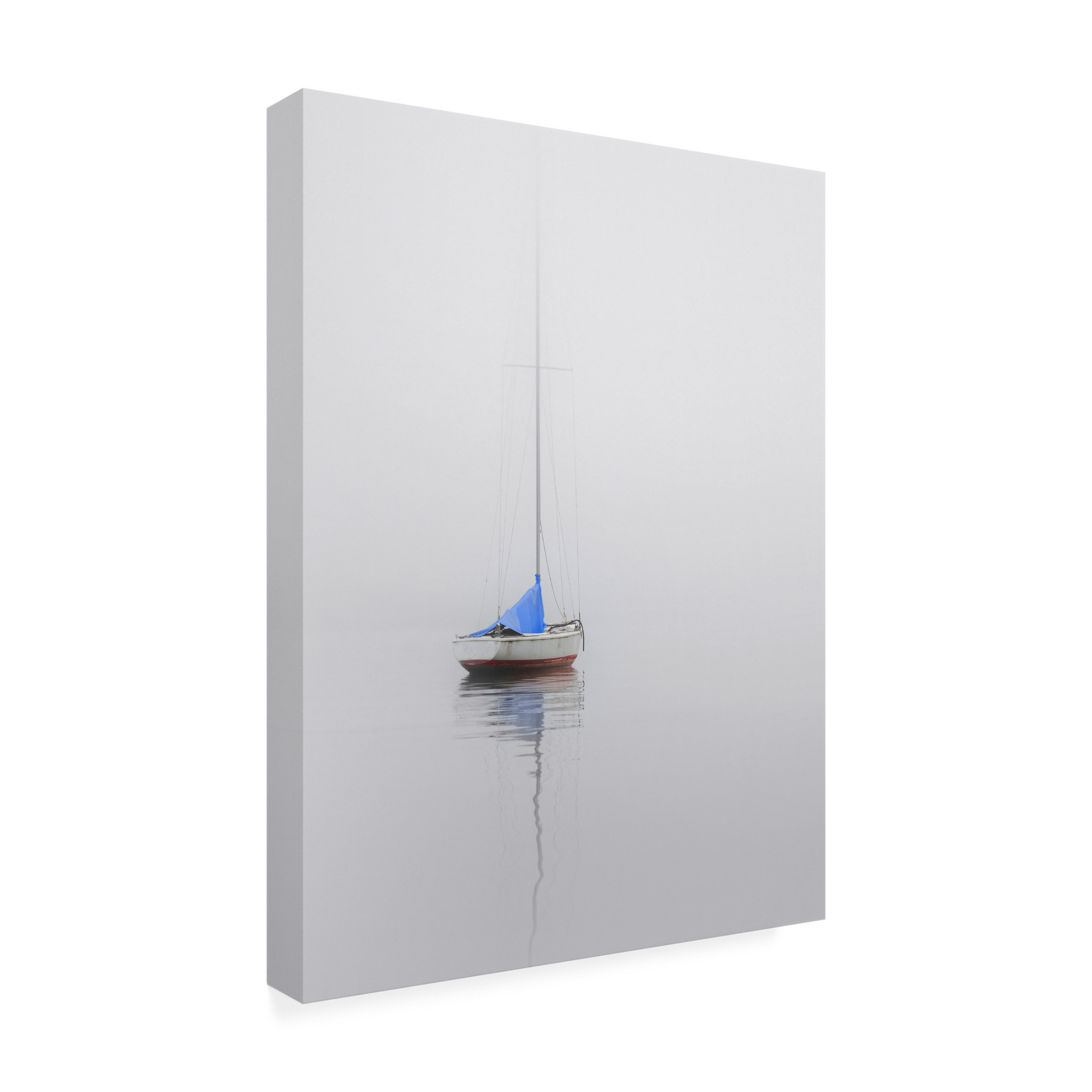 Canvas Wall Art - Nicholas Bell 'Sailboat; Red, White & Blue' Wall Art for Living Room, Bedroom, or Office Décor by Trademark Fine Art - 35 x 47 Inches