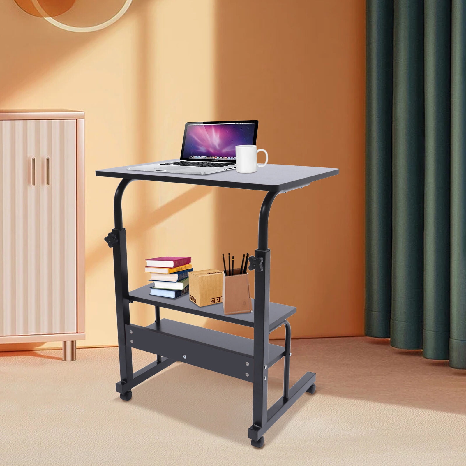 YIYIBYUS Mobile Side Table Laptop Table Cart Tray Sofa Bedside Table Rolling Desk for Home