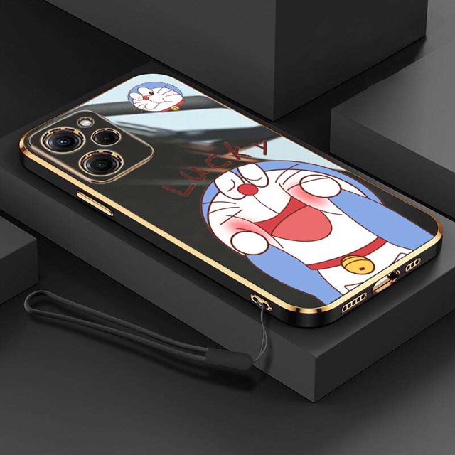 Xiaomi POCO X5 Pro X4 5G X5Pro M5 M5s Bordes Rectos Funda De Dibujos Animados Suave Doraemon Carcasa Elegante Chapado Silicona Cubierta
