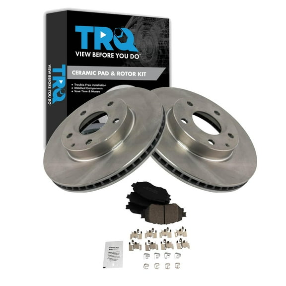 TRQ Front Brake Pad & Rotor Kit Brake Pads Brake Rotor Ceramic Fits Select 2014-2018 Mazda 3
