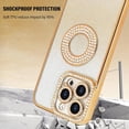 thumbnail image 4 of for iPhone 15 Pro Max Bling Case Women Girls Luxury Gradient Glitter Diamond Case Sparkle Rhinestone Camera Lens Protection Soft Silicone Shockproof Cover for iPhone 15 Pro Max 6.7 inch, Gold, 4 of 6