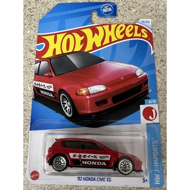 Auto Hot Wheels 92 Honda Civic EG fundido a escala 1:64 rojo
